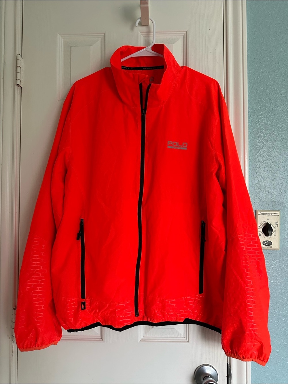 Polo Sport nylon windbreaker vibrant "rescue orange" color XL